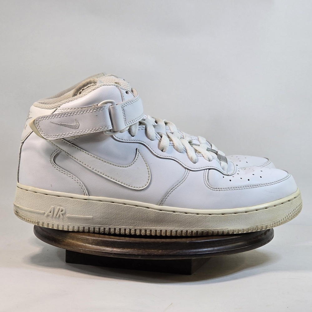 Nike Air Force 1 Mid Shoes Mens Size 10.5 White Leather CW2289-111 Classic Retro